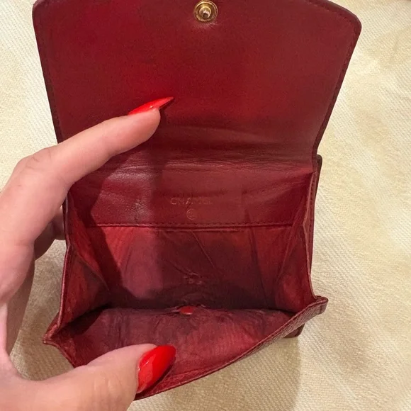 SOLD ❤️‍🔥 Vintage Chanel Caviar Leather Wallet • Burgundy Red Bifold CC Logo - Picture 8 of 10